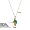 Golden titanium steel necklace featuring a 3D green enamel corn cob pendant accessory - Corn (25352G6)
