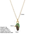 Gold stainless steel necklace with green enamel corn pendant and adjustable chain - Corn (25352G7)