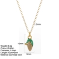 Titanium steel necklace with creative green and gold 3D corn pendant, 40+5cm chain - Corn (25352G8)