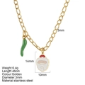 Goldene Edelstahlhalskette mit Weihnachtsmann und grünem Chili-Anhänger, 46 cm Kette - Weihnachtsmann - G3