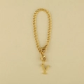Golden chain accessory featuring a letter Y pendant and dual lobster clasps - Cup Chain Letter-Y