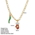 Goldene Edelstahlkette mit grünem Chili- und rotem Weihnachtshandschuh-Anhänger - Handschuhe