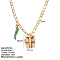 Goldene Edelstahlkette mit festlichem grünem Pfeffer und Geschenkbox-Anhänger für Damen - Geschenkbox - G8