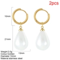 Orecchini a cerchio placcati oro 18K con eleganti pendenti a goccia in perla bianca - Perla Artificiale Bianca a Goccia / Oro (Orecchini di perle - G1)