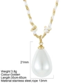 Minimalist stainless steel teardrop pearl pendant necklace with adjustable woven rope chain - Large Drop White Style (G1)