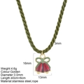 Christmas bell pendant necklace in red and green enamel with golden stainless steel details - Bell Style(G26)