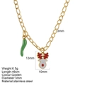 Goldene Edelstahlkette mit grünem Chili- und Rentierkopf-Anhängern für Weihnachten - Rentier - G22