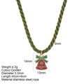 Collier cloche de Noël en émail rouge et vert avec cordon tressé vert olive festif - Style Cloche(G28)