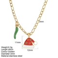 Goldene Edelstahlkette mit grünem Paprika- und rotem Weihnachtsmannmützen-Anhänger - Hut