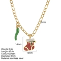 Goldene Edelstahlkette mit grünen Chili- und roten Weihnachtssocken-Anhängern - Weihnachtssocke - G28