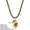 Collier pendentif botte de Noël en émail sur cordon vert pour les fêtes - Style Chaussette de Noël(G31)