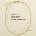 Collier minimaliste en acier inoxydable plaqué or 18K avec maille forçat et fermoir - Style Chaîne Trombone (25308G4)