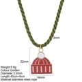Pendentif bonnet de Noël en émail rouge et chaîne en corde verte en acier inoxydable - Style Bonnet de Noël(G32)