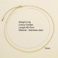 Collier trombone en acier inoxydable plaqué or 18K de 40 cm avec extension de 5 cm - Style de Chaîne Trombone Minimaliste (25308G5)