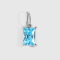 Pendentif élégant en zircone bleu clair rectangulaire avec monture en acier inoxydable - 4*6mm / Argent - Mars Bleu Clair