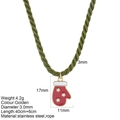 Collier gant de Noël en acier inoxydable avec pendentif émail rouge et cordon vert - Style Gant(G35)
