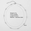 Collier chaîne à billes 3mm en acier inoxydable doré avec fermoir mousqueton - Style Chaîne à Maillons Perlée (25308S7)