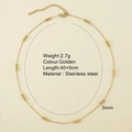 Collier en acier inoxydable plaqué or 18K avec perles de 3mm et fermoir mousqueton - Style Chaîne à Maillons Perlée (25308G7)