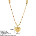 Collar de cordón tejido colorido con colgante de corazón dorado de acero inoxidable - Corazón - G1