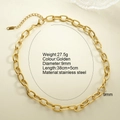 Collier choker épais en acier inoxydable plaqué or 18K avec fermoir mousqueton - Style Grande Chaîne en O (NK2593G)