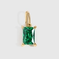 Pendentif en zircon vert coupe émeraude avec monture en acier inoxydable doré 18k - 4*6mm / Or - Mai Vert
