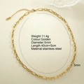 Collier trombone en acier inoxydable plaqué or 18 carats avec maillons de 5mm - Style Collier Trombone (NK2594G)