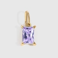 Élégant pendentif carré en or avec une pierre de zircone rectangulaire violette - 4*6mm / Or - Juin Violet