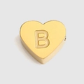Goldener Herzanhänger aus Metall mit geprägtem Buchstaben B für DIY-Schmuckherstellung - Buchstabe B Stil / Stahlfarben