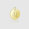 Makroaufnahme des 13mm Edelstahl-Leo-Tierkreisanhängers mit hohlem Goldfinish - Löwe