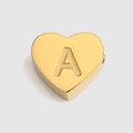 Goldener herzförmiger Edelstahlanhänger mit graviertem Buchstaben A für DIY Schmuckherstellung - Buchstabe A Stil / Stahlfarben