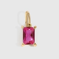 Pendentif en zircone rose carrée avec monture en acier inoxydable doré pour collier - 4*6mm / Or - Juil Rose Rouge