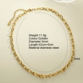Collier chaîne O de 5mm en acier inoxydable plaqué or 18K avec fermoir mousqueton - Style Collier à Maillons Torsadés (NK2597G)