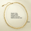 Collier trombone en acier inoxydable plaqué or 18K largeur 5mm longueur 41+5cm - Style Chaîne Trombone 5mm (NK2598G)
