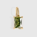 Pendentif en zircone vert olive coupe émeraude avec monture en finition dorée chic - 4*6mm / Or - Août Vert Clair