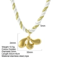 Irregular golden pendant with white and gold braided cord necklace and dimensions - Triple Drop