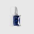 Pendentif zircon bleu saphir carré avec serti griffes en argent poli et bélière - 4*6mm / Argent - Septembre Saphir