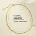 Collier trombone en acier inoxydable plaqué or 18 carats de 3mm avec fermoir mousqueton - Style Chaîne Trombone Fine (NK2595G)