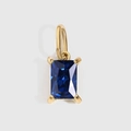 Pendentif carré en zircon bleu saphir avec sertissage à quatre griffes dorées - 4*6mm / Or - Septembre Saphir