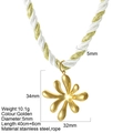 Golden flower pendant necklace with white and gold twisted rope chain and 10.1g weight - Flower - G3