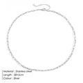 Détail d'un collier chaîne trombone en argent et acier inoxydable de 38+5cm de long - Ton Argent 38+5cm