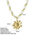 Handwoven rope necklace featuring a gold daisy flower pendant made of stainless steel - Flower - G7