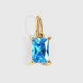 Pendentif en zircon bleu carré avec pierre rectangulaire sertie sur une base plaquée or 18 carats - 4*6mm / Or - Décembre Aigue-marine