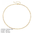 18K gold plated stainless steel paperclip link chain necklace for women 38cm with extension - 14K Gold 38+5cm