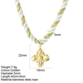 Handmade woven rope necklace with golden stainless steel flower pendant details - Flower - G8