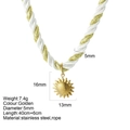 Handwoven 5mm gold and white rope necklace with a 16mm sun pendant in matte finish - Flower - G9