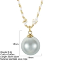 Grey pearl pendant necklace with white and gold braided rope and golden steel parts - Round Gray Style (G5)