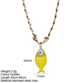 Collar boho de cuerda con colgante de pez amarillo y verde y detalle de ojo turco - Pez Amarillo