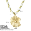 Golden flower pendant on white and gold rope chain necklace made of stainless steel - Flower - G12