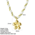 Golden stainless steel flower pendant on white and gold braided rope necklace - Flower - G13