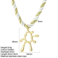 Handwoven gold and white cord necklace with abstract fluid flower pendant in gold finish - Seaweed - G14